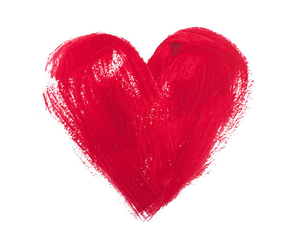 Watercolor and acrylic hearts isolated on a white background — Stock Photo, Image