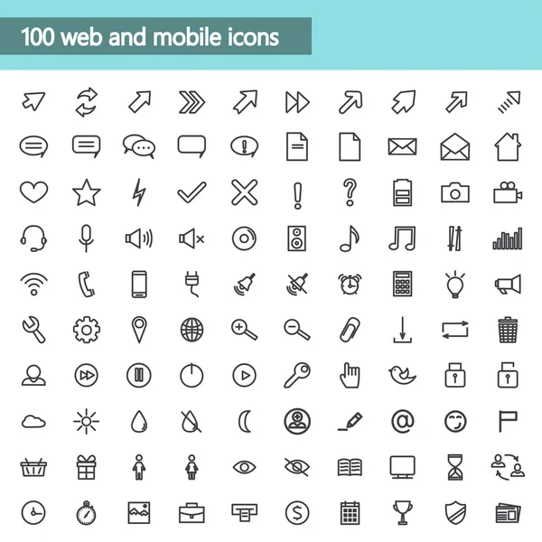 Iconos lineales universales Para Web y Móvil, comunicaciones. Ilustración vectorial . — Vector de stock