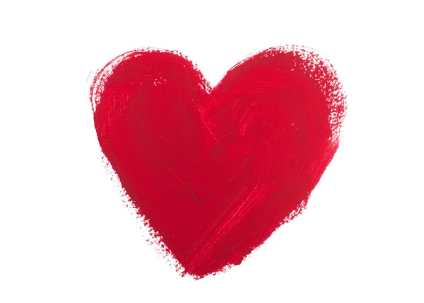 Watercolor and acrylic hearts isolated on a white background — Stock Photo, Image