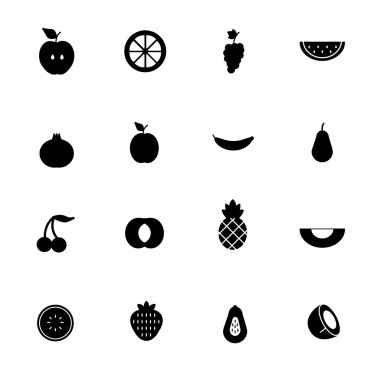 Vektör çizim meyve siyah Icon set