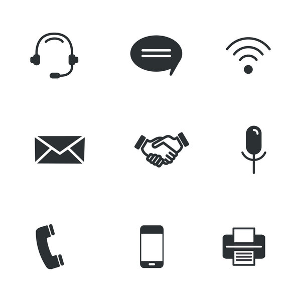 Иконки мобильных контактов, векторные линии связи
.