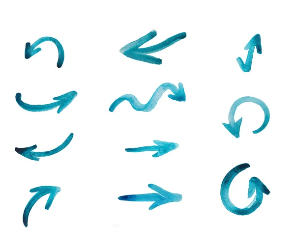 Установить акварельные стрелки различного направления на белом фоне — стоковое фото