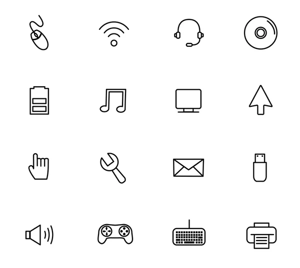 Line vector icon set. Network and computers. — Stock Vector