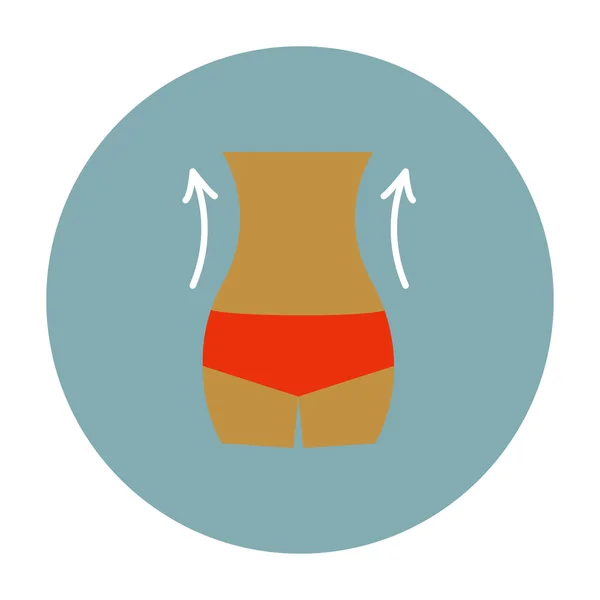 Gewicht verlies pictogram. Slanke dame met meetlint. — Stockvector