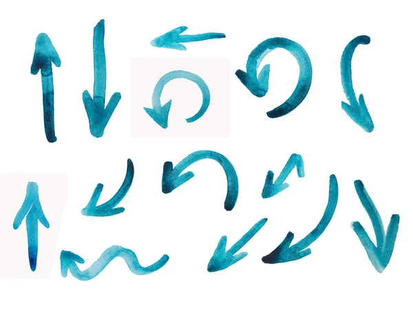 Suluboya okları beyaz arka plan üzerinde izole farklı yönünü ayarlama