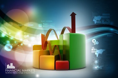 pasta ve çubuk grafik grafikler ile ok büyüyen Finans