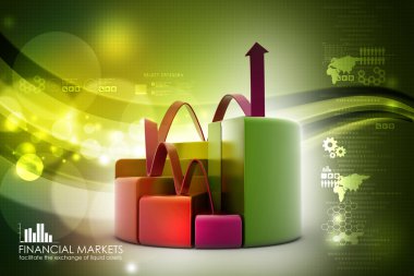 pasta ve çubuk grafik grafikler ile ok büyüyen Finans