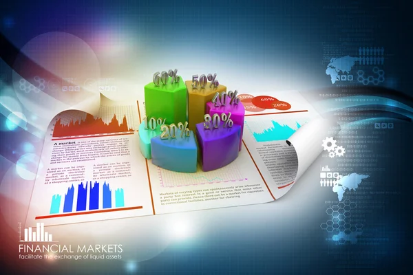 Forretningsrapport og kakediagram med vekstrate – stockfoto