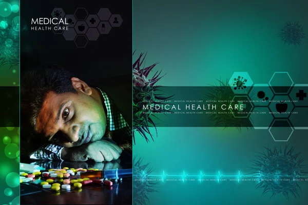 Doctor rest with his head on heap of pills — Stock Photo, Image