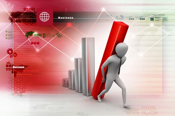 Affärsman med kolumn i diagrammet — Stockfoto