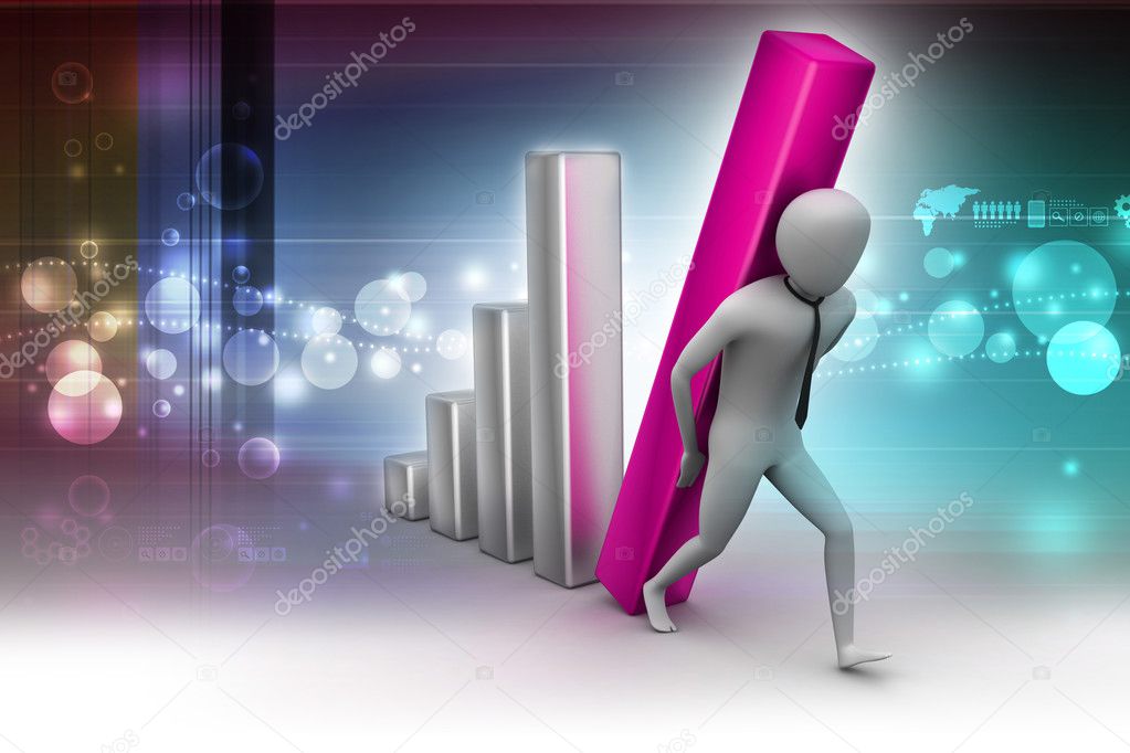 Businessman with column of the diagram