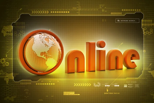 On-line word with globe. — Stock Photo, Image