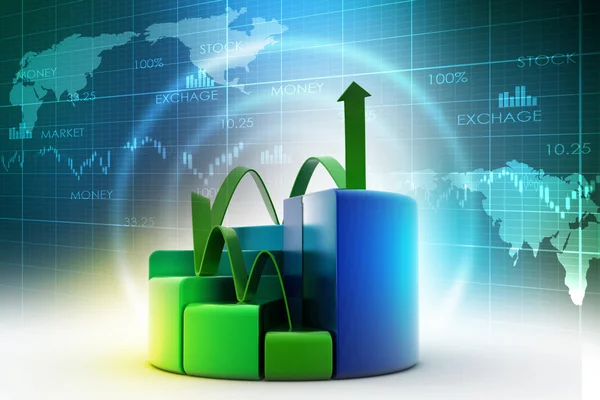 Finansiera cirkel- och stapeldiagram grafer — Stockfoto