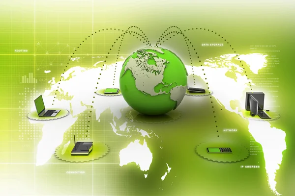 Computernetwerken met globe — Stockfoto