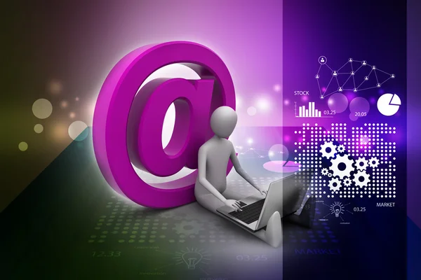 Man sitting near email icon — Stock Photo, Image