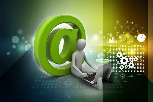 Man sitting near email icon — Stock Photo, Image