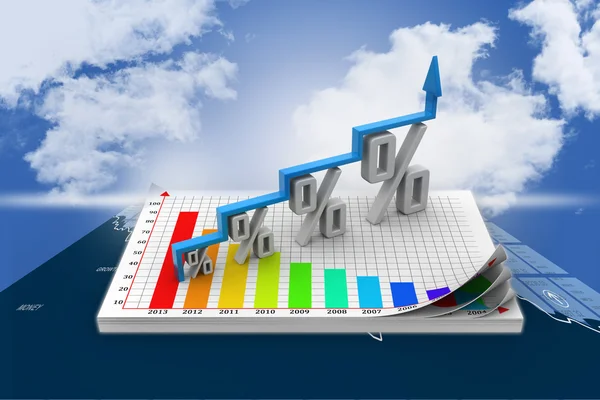 Ekonomisk tillväxt i procent — Stockfoto