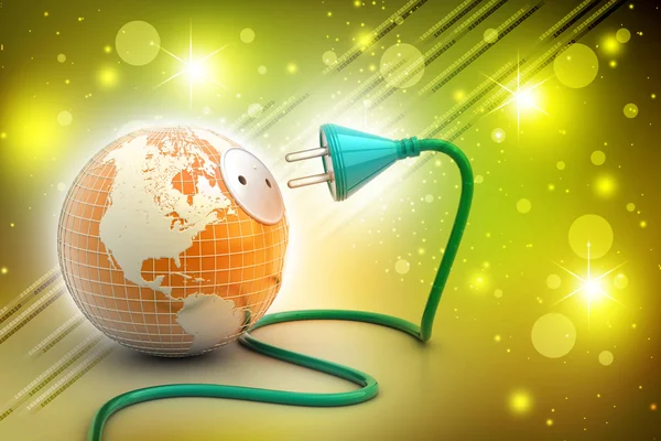 Earth globe with power cable — Stock Photo, Image