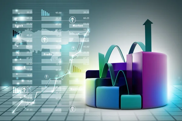 Gráficos de torta e gráfico de barras de finanças — Fotografia de Stock