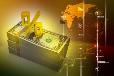 yüzde işareti ile dolar notları