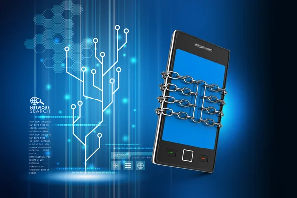 Smartphone with chain — Stock Photo, Image