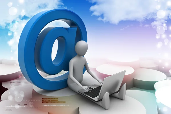 Man sitting near email icon — Stock Photo, Image