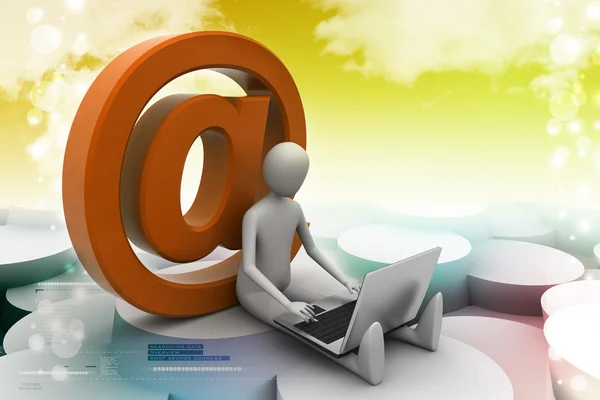 Man sitting near email icon — Stock Photo, Image