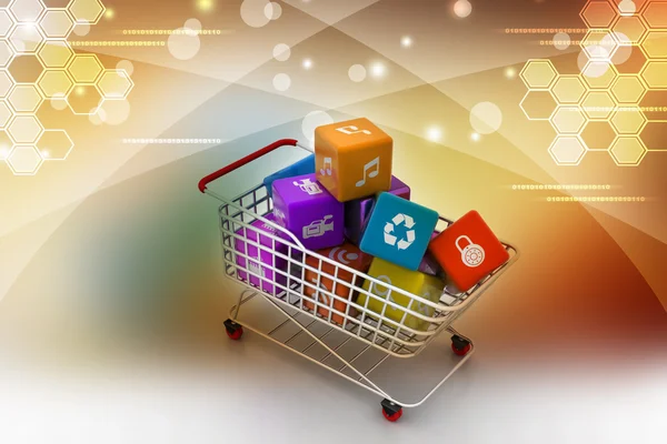 Application icon concept in trolley — Stock Photo, Image