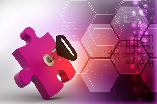 Puzzle and key — Stock Photo, Image