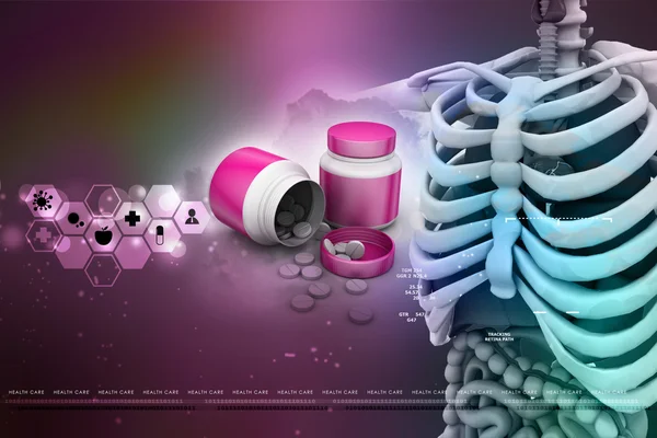 Medicine bottles and pills — Stock Photo, Image