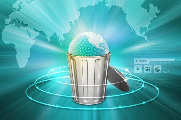 Globe in trash bin