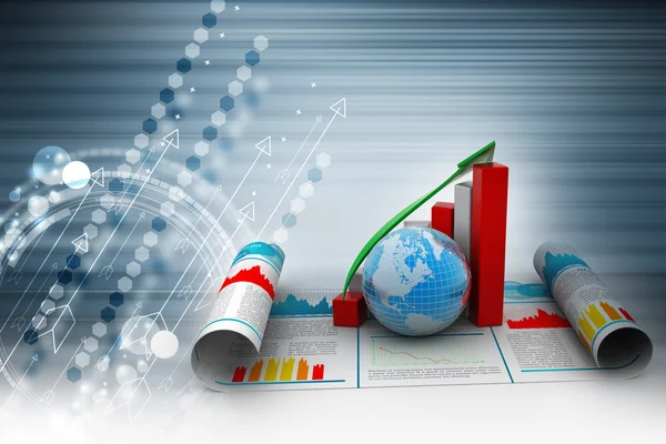 Business tillväxt diagram och globe — Stockfoto