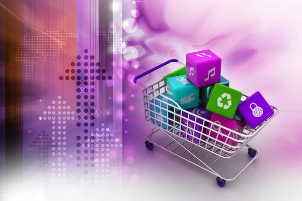 Application icon concept in trolley — Stock Photo, Image