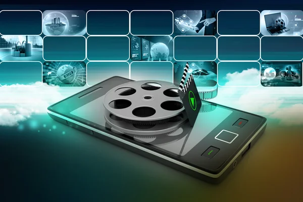 Smart phone with reel — Stock Photo, Image