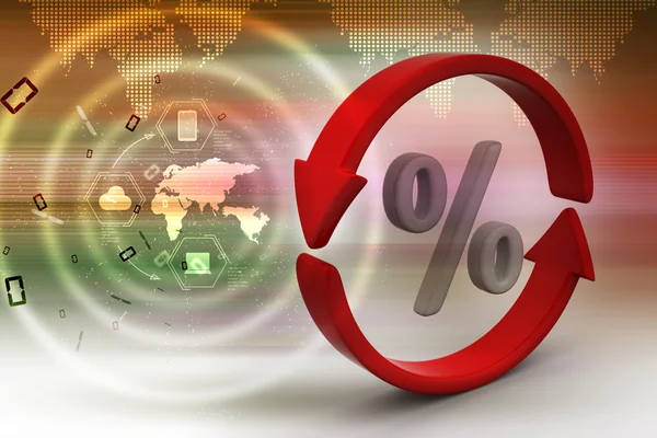 Percentage sign with arrows — Stock Photo, Image