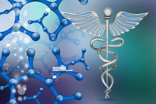 DNA och caduceus tecken — Stockfoto