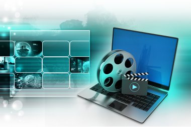 Laptop with reel clipart