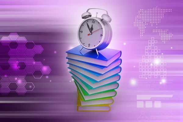 Alarm clock on books — Stock Photo, Image