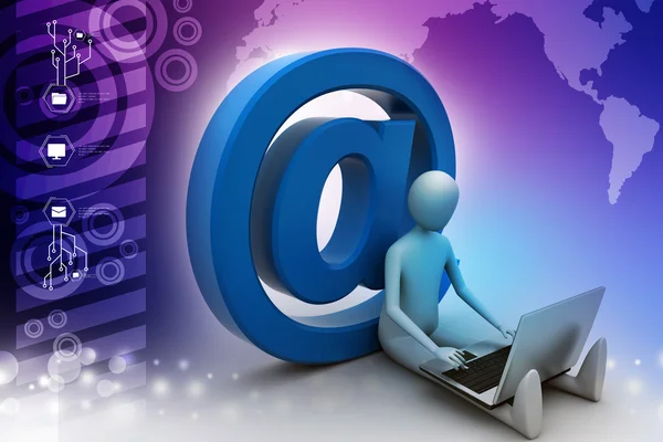 Man sitting near email icon — Stock Photo, Image