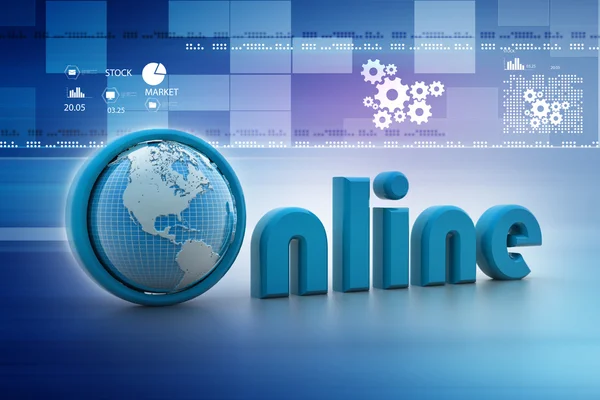 On-line word with globe. — Stock Photo, Image