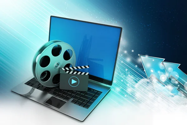 Laptop with reel — Stock Photo, Image