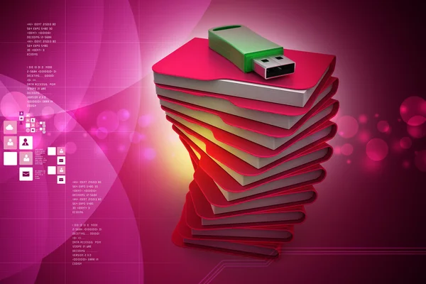 USB-drive met bestandsmappen — Stockfoto