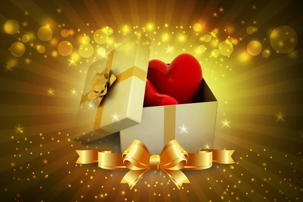 Hearts in gift box — Stock Photo, Image