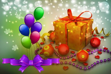 Kabarcıkları ile hediye kutusu
