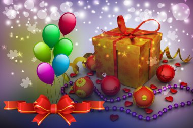 Kabarcıkları ile hediye kutusu