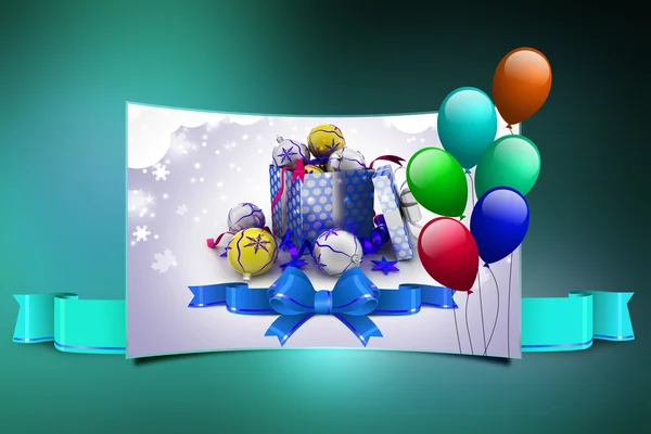 Neujahrsgeschenk-Box mit Blasen — Stockfoto