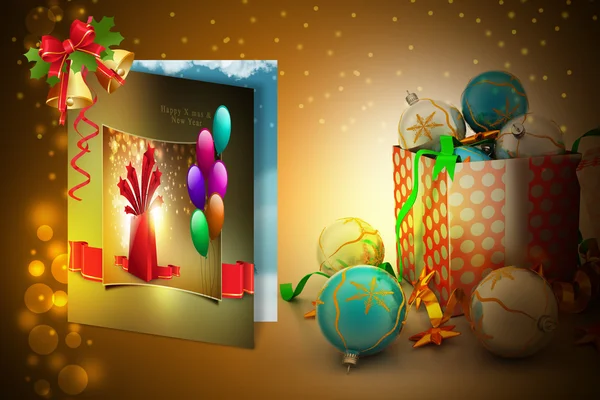 Yeni yıl hediye kutuları kabarcıkları ile — Stok fotoğraf