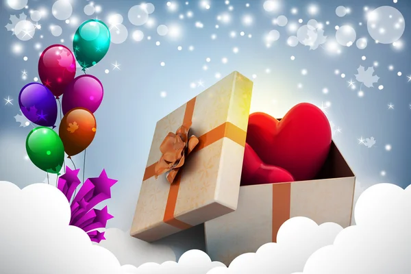 Geschenkbox mit Herzen — Stockfoto