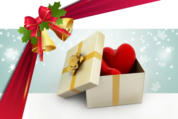 Gift box with hearts — Stock Photo, Image