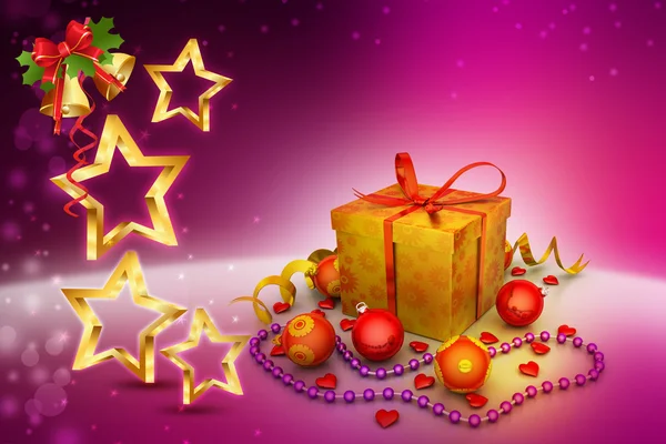 Yeni yıl hediye kutusu ile baloncuklar — Stok fotoğraf